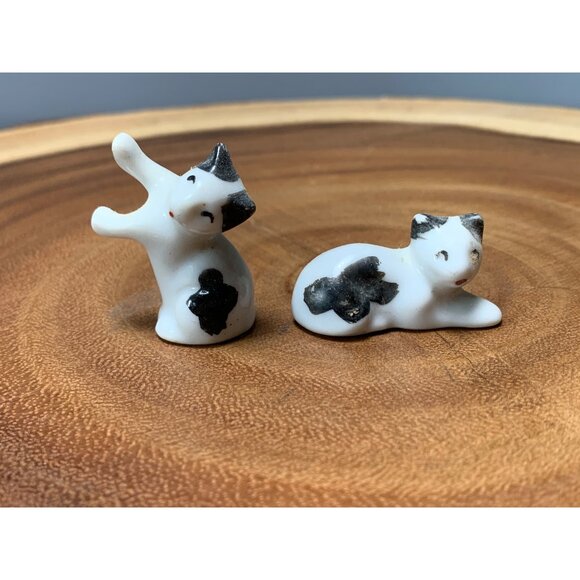 Vintage Miniature Cat Figurines Made In Japan Black & White Ceramic Set of 2 - Picture 9 of 10